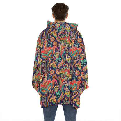 Indian Paisley Pattern Print Hoodie Blanket
