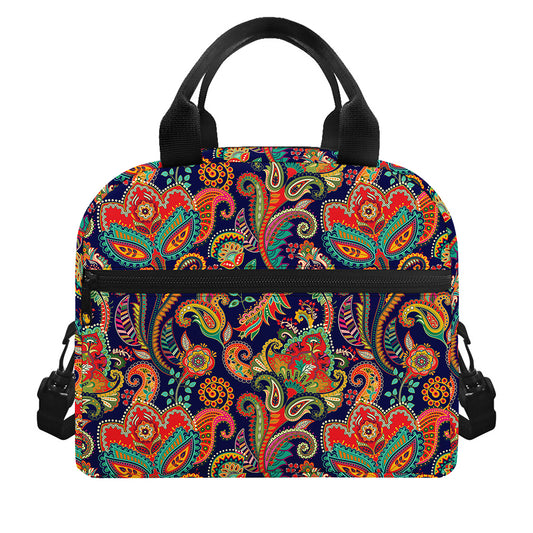 Indian Paisley Pattern Print Insulated Lunch Bag