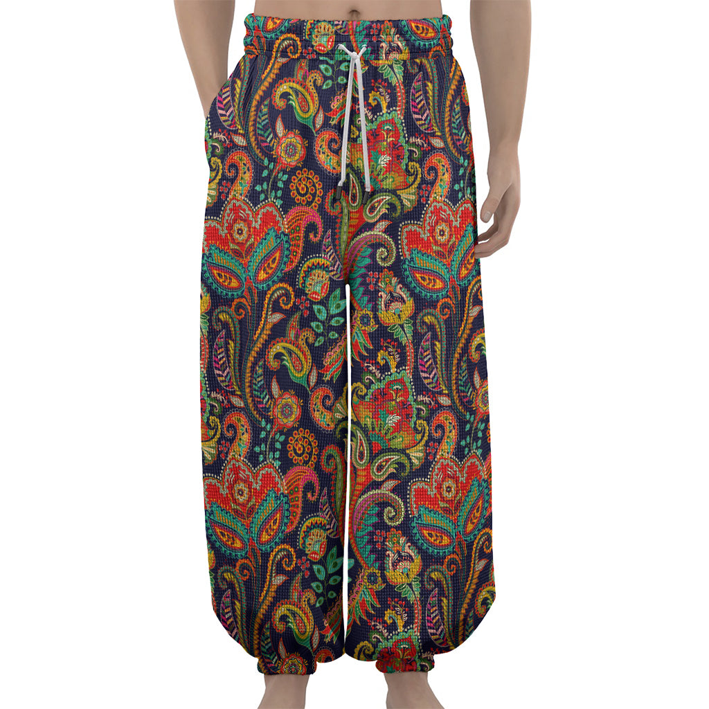 Indian Paisley Pattern Print Lantern Pants