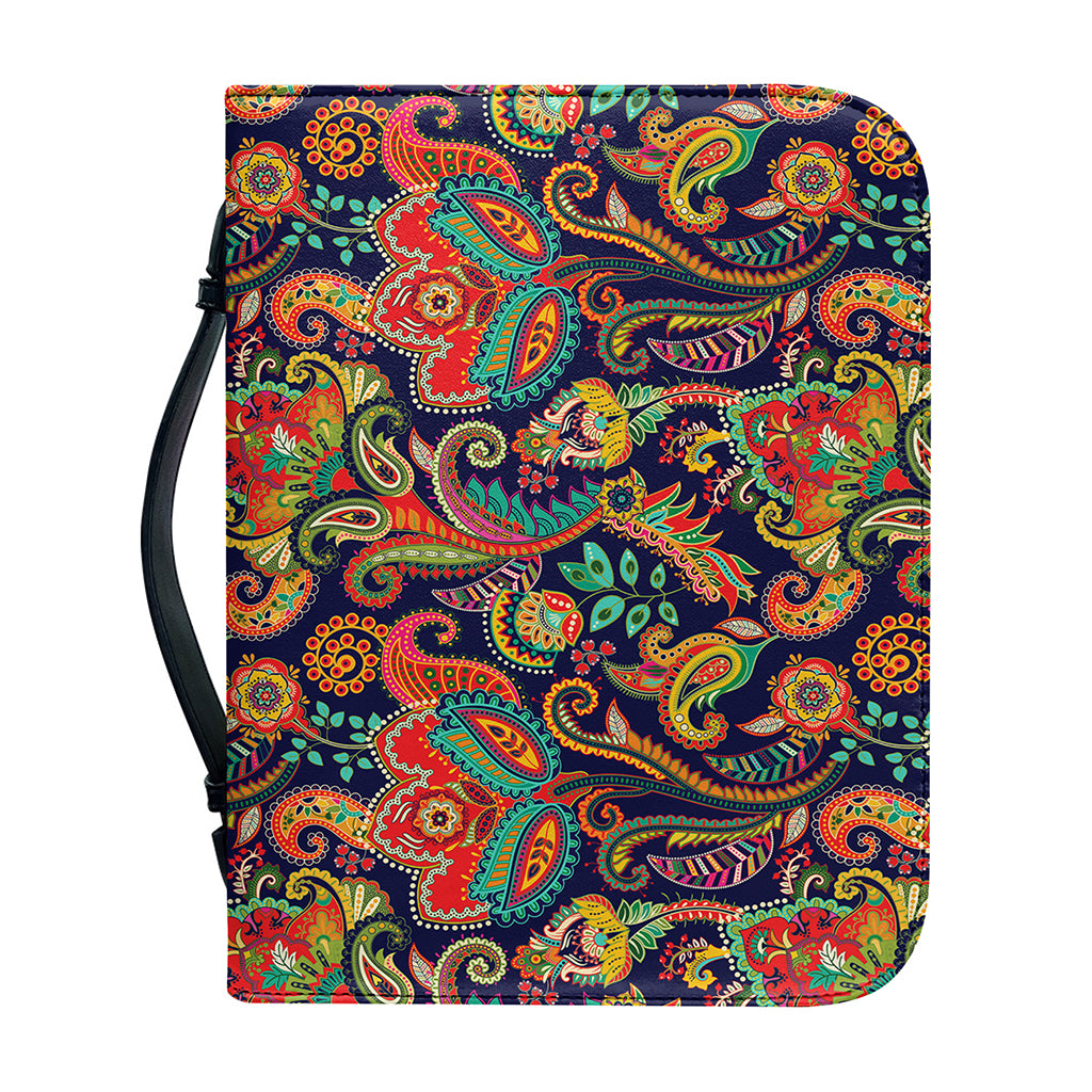 Indian Paisley Pattern Print Leather Bible Cover