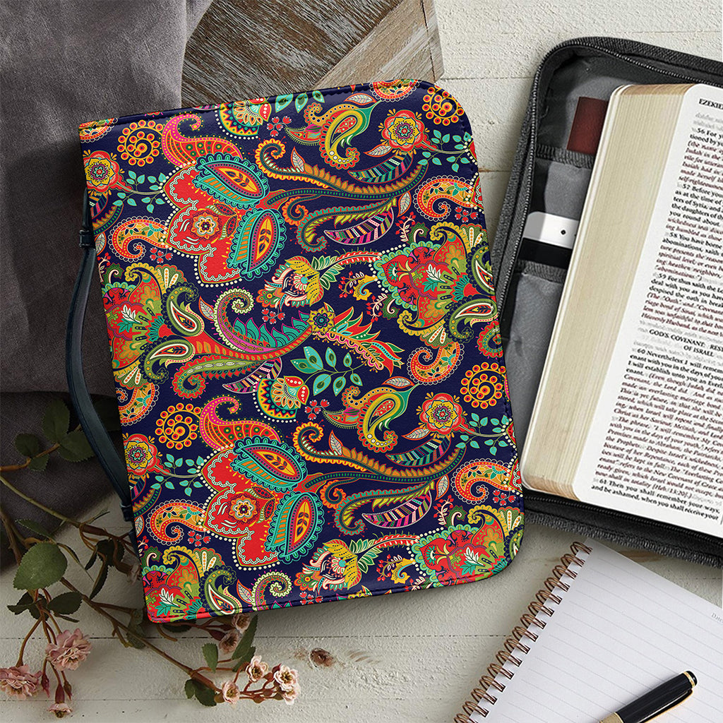 Indian Paisley Pattern Print Leather Bible Cover