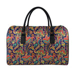 Indian Paisley Pattern Print Leather Duffle Bag