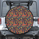 Indian Paisley Pattern Print Leather Spare Tire Cover