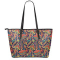 Indian Paisley Pattern Print Leather Tote Bag With Zipper