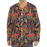Indian Paisley Pattern Print Long Sleeve Baseball Jersey