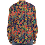 Indian Paisley Pattern Print Long Sleeve Baseball Jersey