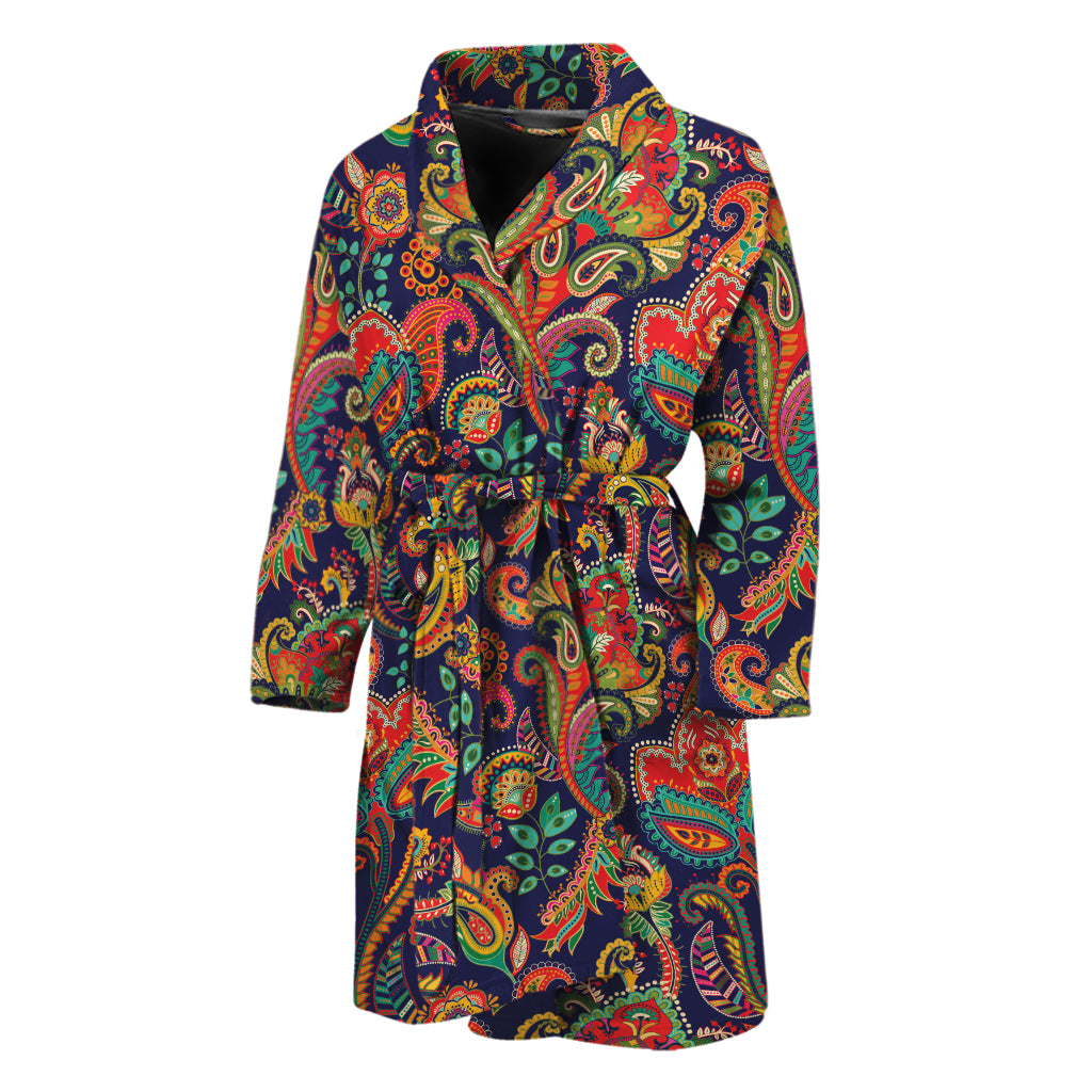 Indian Paisley Pattern Print Men's Bathrobe