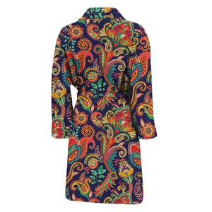 Indian Paisley Pattern Print Men's Bathrobe