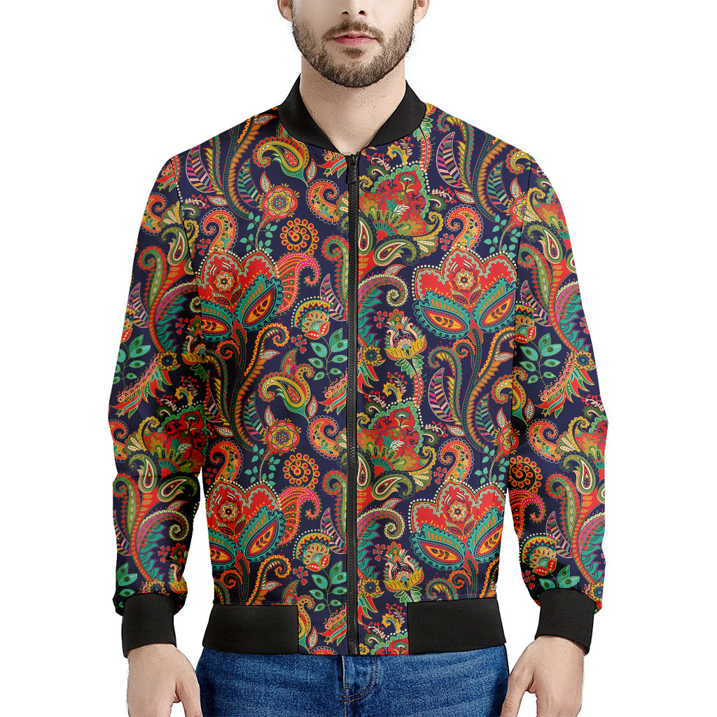 Indian Paisley Pattern Print Men's Bomber Jacket