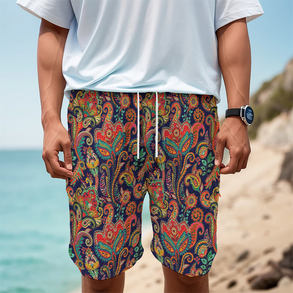 Indian Paisley Pattern Print Men's Cargo Shorts