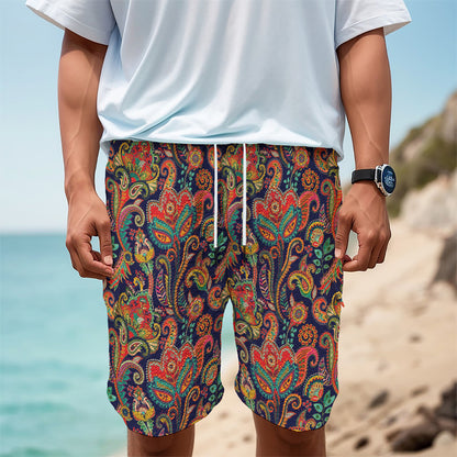 Indian Paisley Pattern Print Men's Cargo Shorts