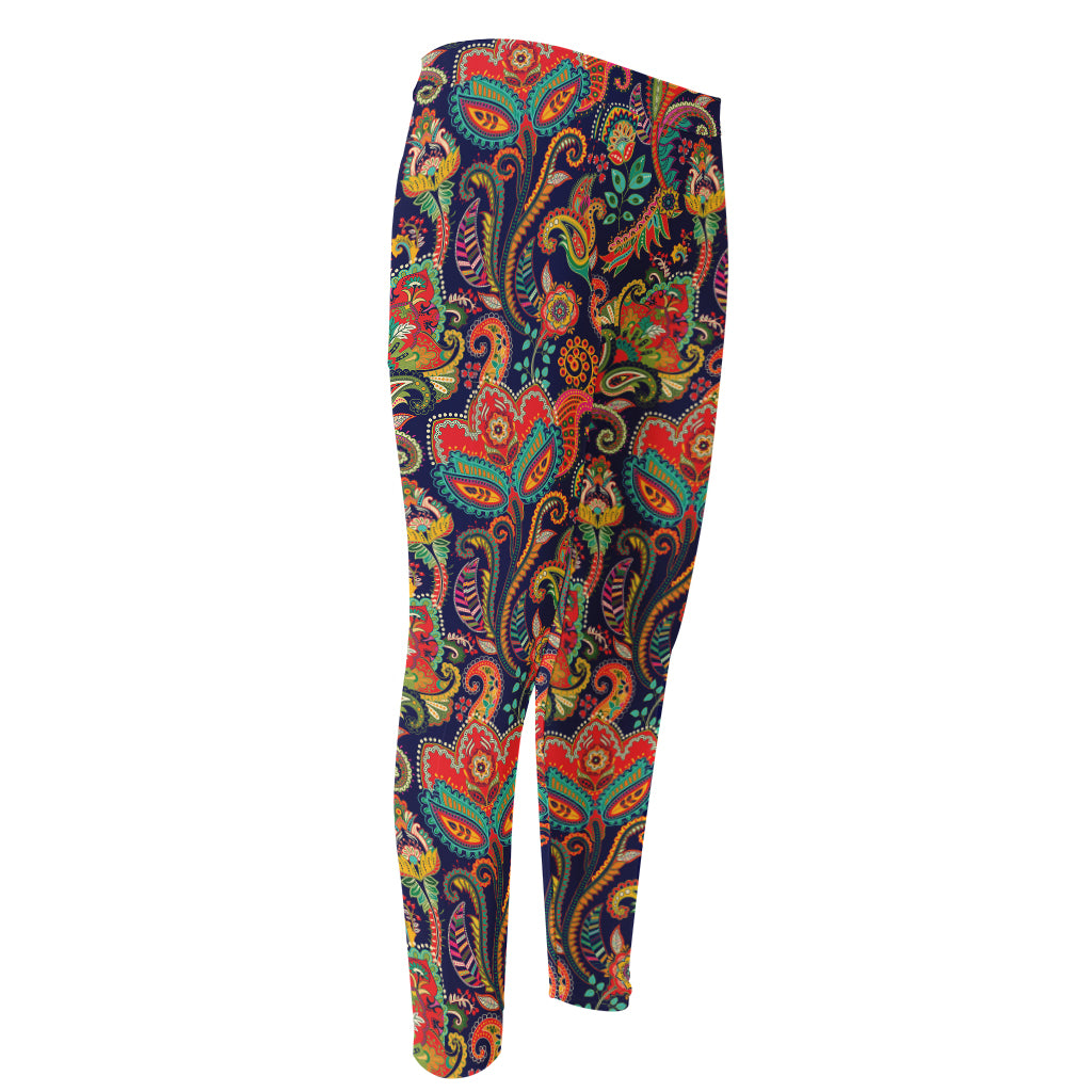 Indian Paisley Pattern Print Men's Compression Pants