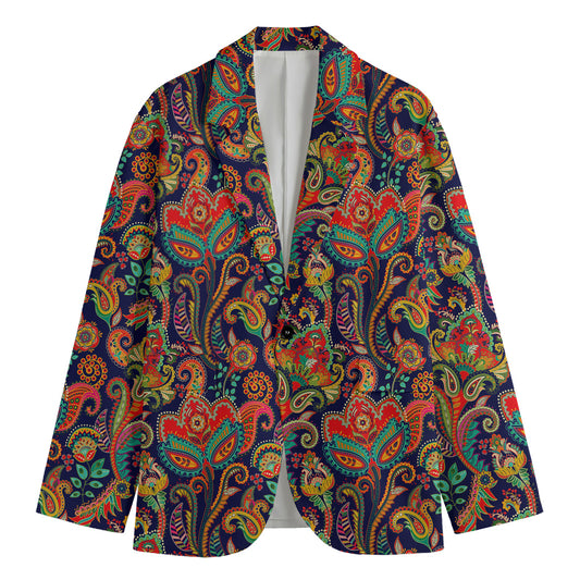 Indian Paisley Pattern Print Men's Cotton Blazer