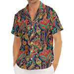 Indian Paisley Pattern Print Men's Deep V-Neck Shirt