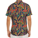 Indian Paisley Pattern Print Men's Deep V-Neck Shirt
