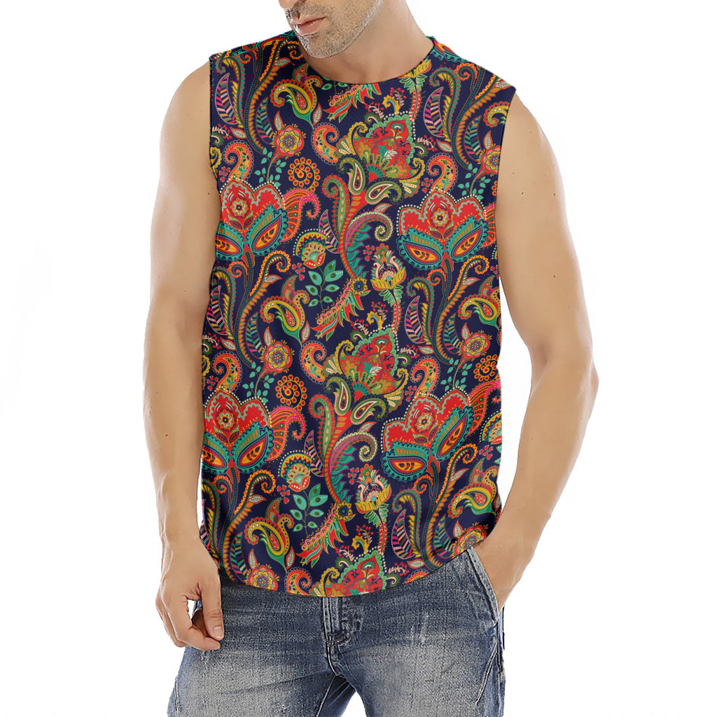 Indian Paisley Pattern Print Men's Fitness Tank Top