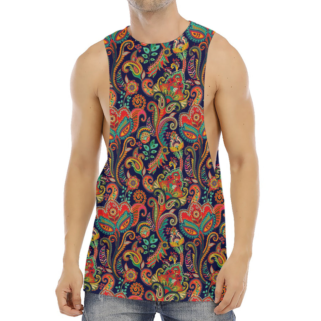Indian Paisley Pattern Print Men's Muscle Tank Top