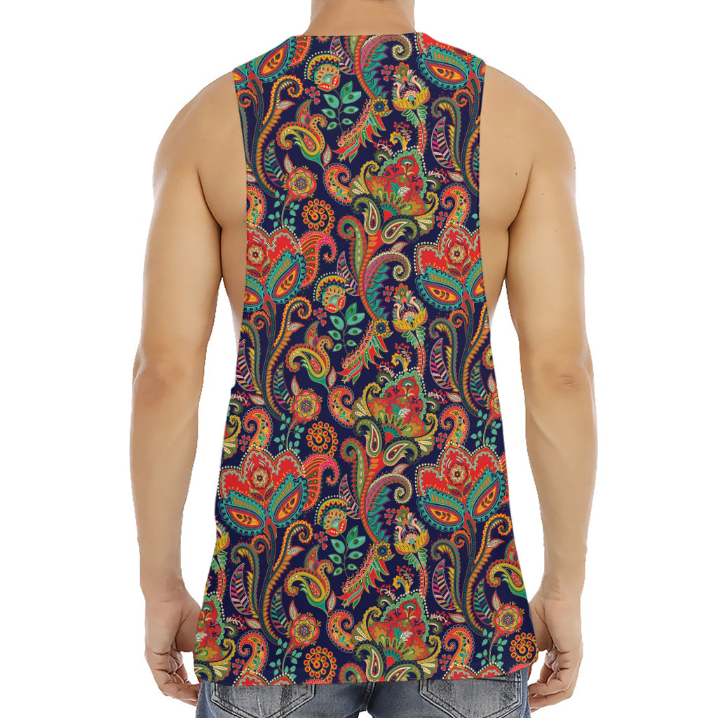 Indian Paisley Pattern Print Men's Muscle Tank Top