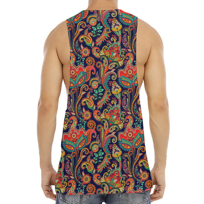 Indian Paisley Pattern Print Men's Muscle Tank Top