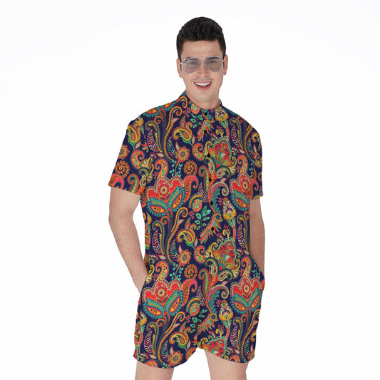 Indian Paisley Pattern Print Men's Rompers