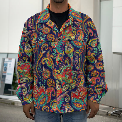 Indian Paisley Pattern Print Men's Shirt Jacket