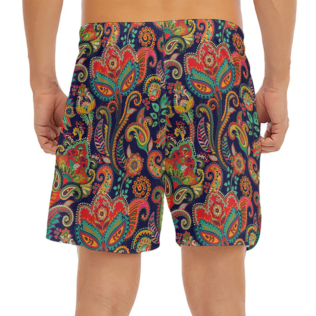 Indian Paisley Pattern Print Men's Split Running Shorts