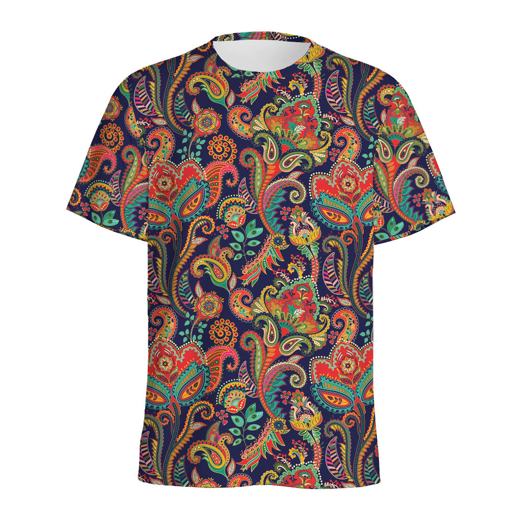 Indian Paisley Pattern Print Men's Sports T-Shirt