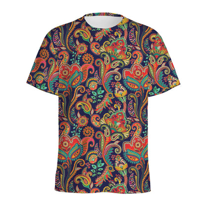 Indian Paisley Pattern Print Men's Sports T-Shirt