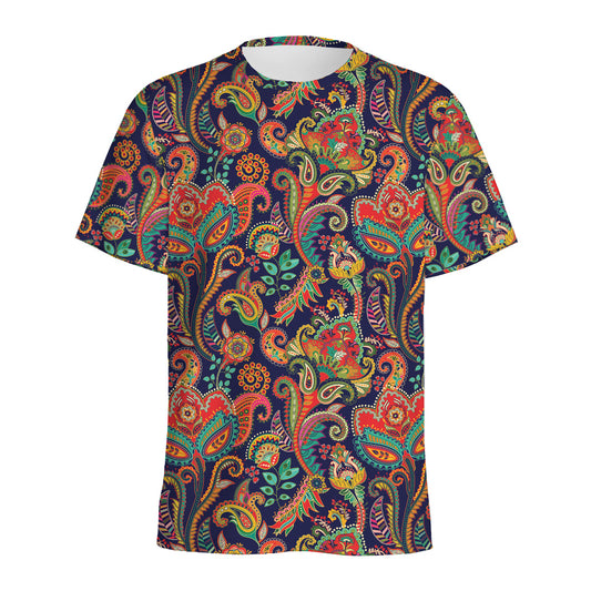 Indian Paisley Pattern Print Men's Sports T-Shirt