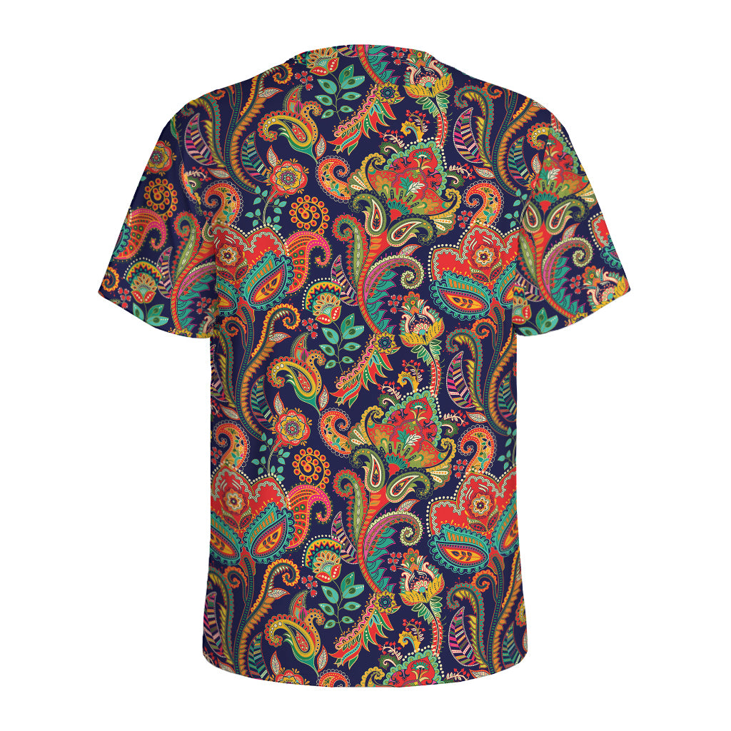 Indian Paisley Pattern Print Men's Sports T-Shirt
