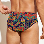 Indian Paisley Pattern Print Men's Swim Briefs