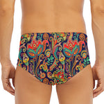 Indian Paisley Pattern Print Men's Triangle Swim Briefs