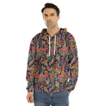 Indian Paisley Pattern Print Men's Velvet Pullover Hoodie