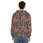 Indian Paisley Pattern Print Men's Velvet Pullover Hoodie