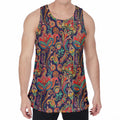 Indian Paisley Pattern Print Men's Velvet Tank Top