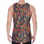 Indian Paisley Pattern Print Men's Velvet Tank Top