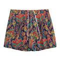 Indian Paisley Pattern Print Mesh Shorts