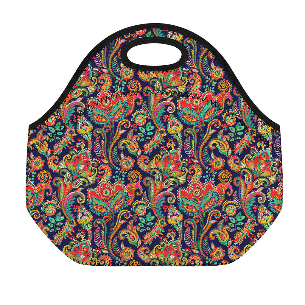 Indian Paisley Pattern Print Neoprene Lunch Bag