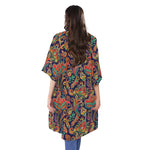 Indian Paisley Pattern Print Open Front Beach Cover Up