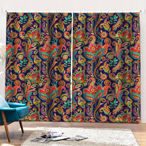 Indian Paisley Pattern Print Pencil Pleat Curtains