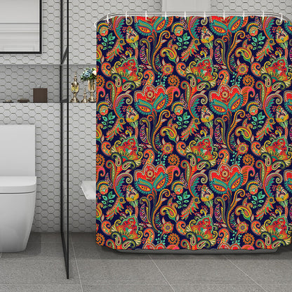 Indian Paisley Pattern Print Polyester Shower Curtain