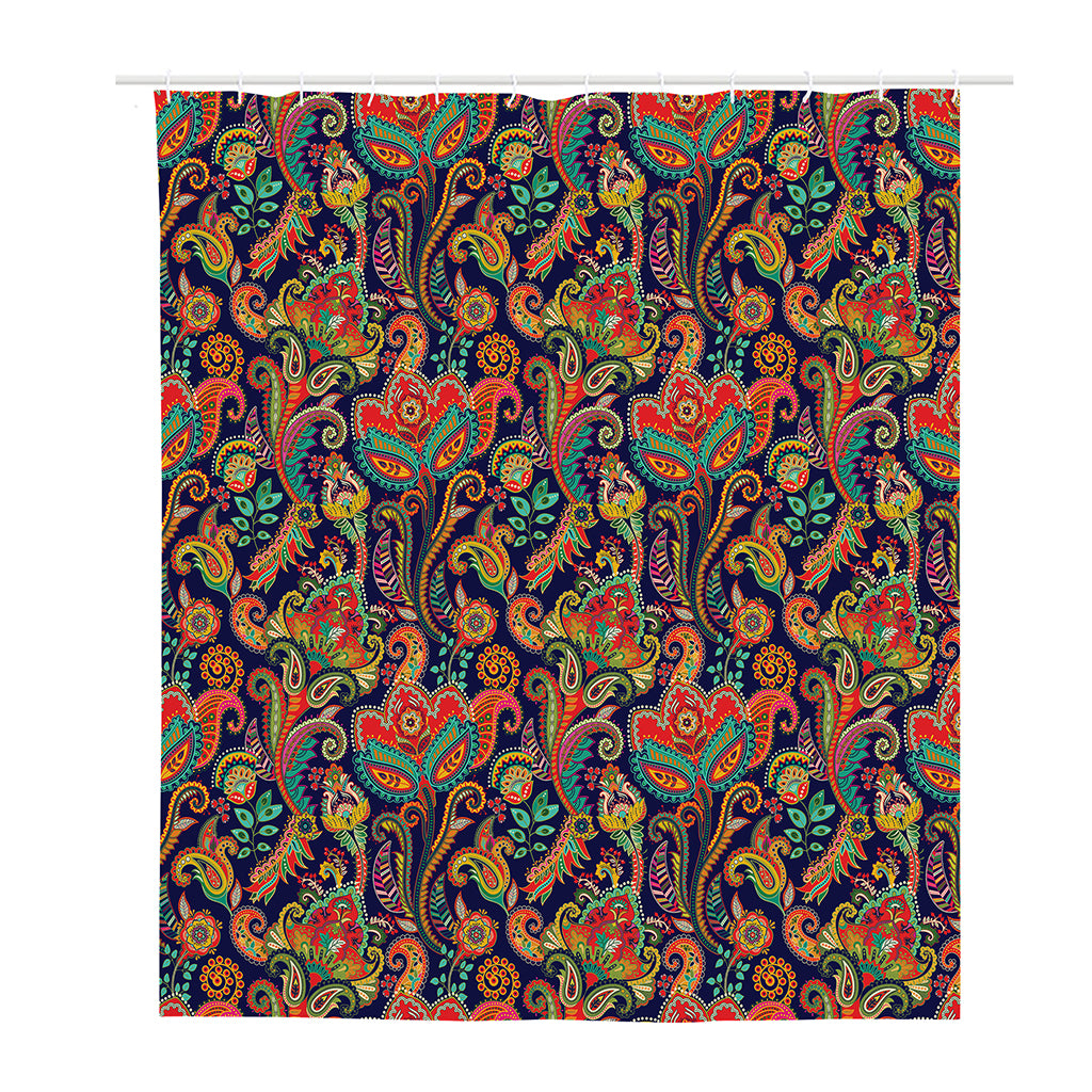 Indian Paisley Pattern Print Polyester Shower Curtain