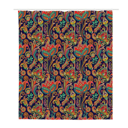 Indian Paisley Pattern Print Polyester Shower Curtain
