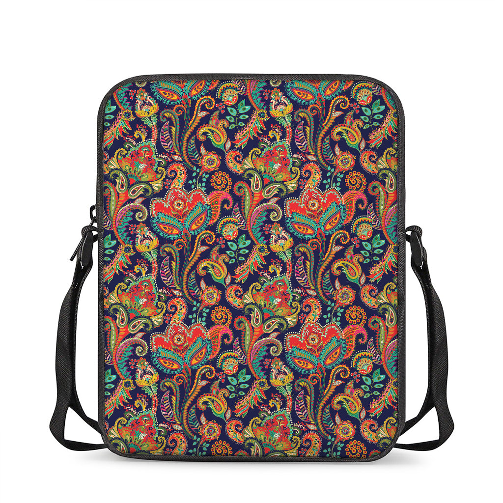 Indian Paisley Pattern Print Rectangular Crossbody Bag