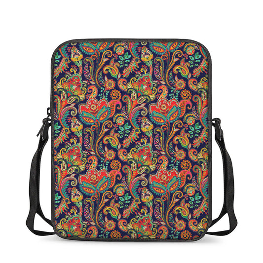 Indian Paisley Pattern Print Rectangular Crossbody Bag