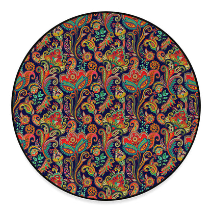 Indian Paisley Pattern Print Round Floor Mat
