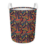 Indian Paisley Pattern Print Round Laundry Basket