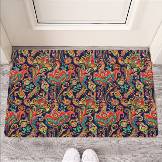 Indian Paisley Pattern Print Rubber Doormat