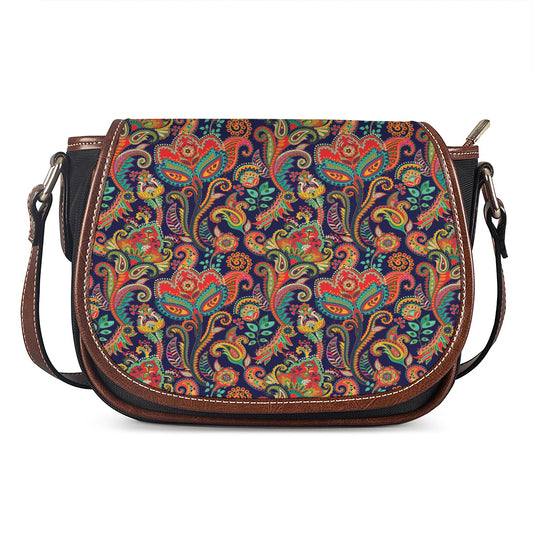 Indian Paisley Pattern Print Saddle Bag