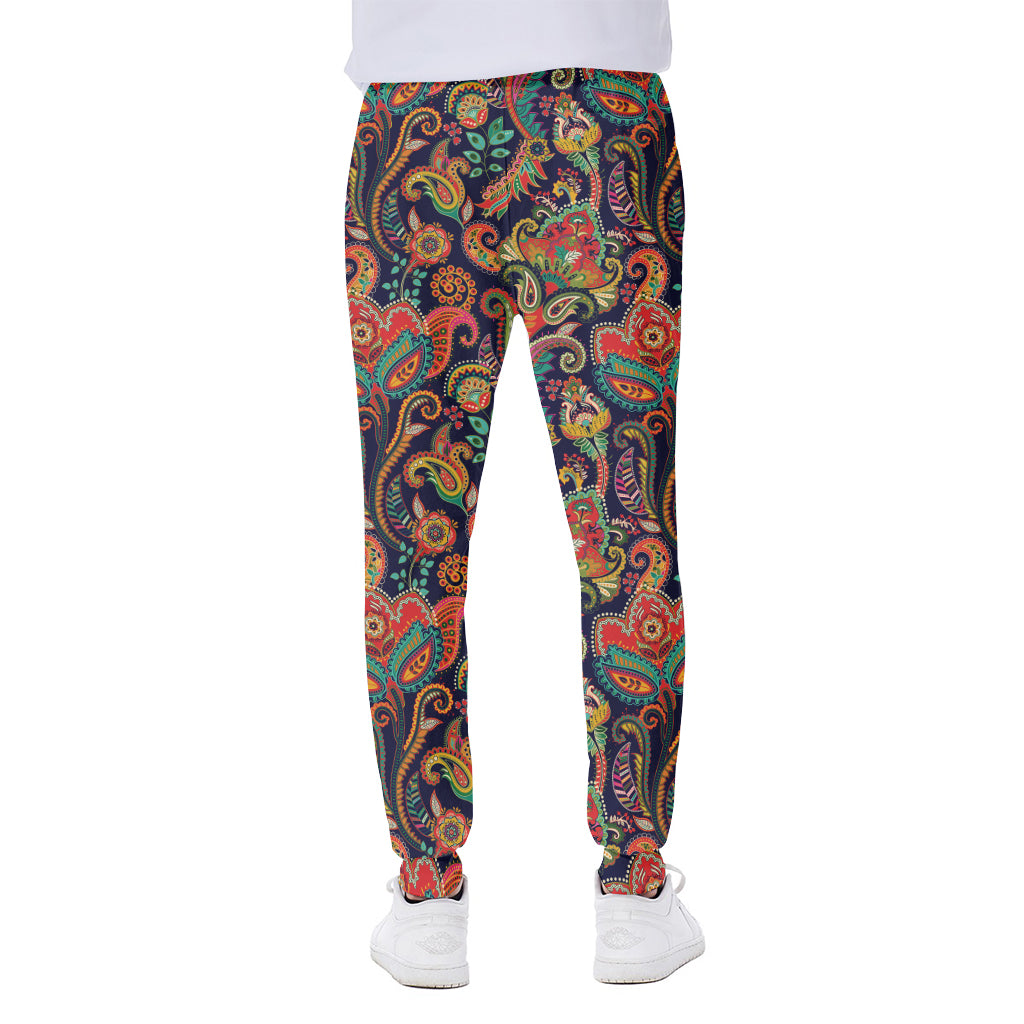 Indian Paisley Pattern Print Scuba Joggers
